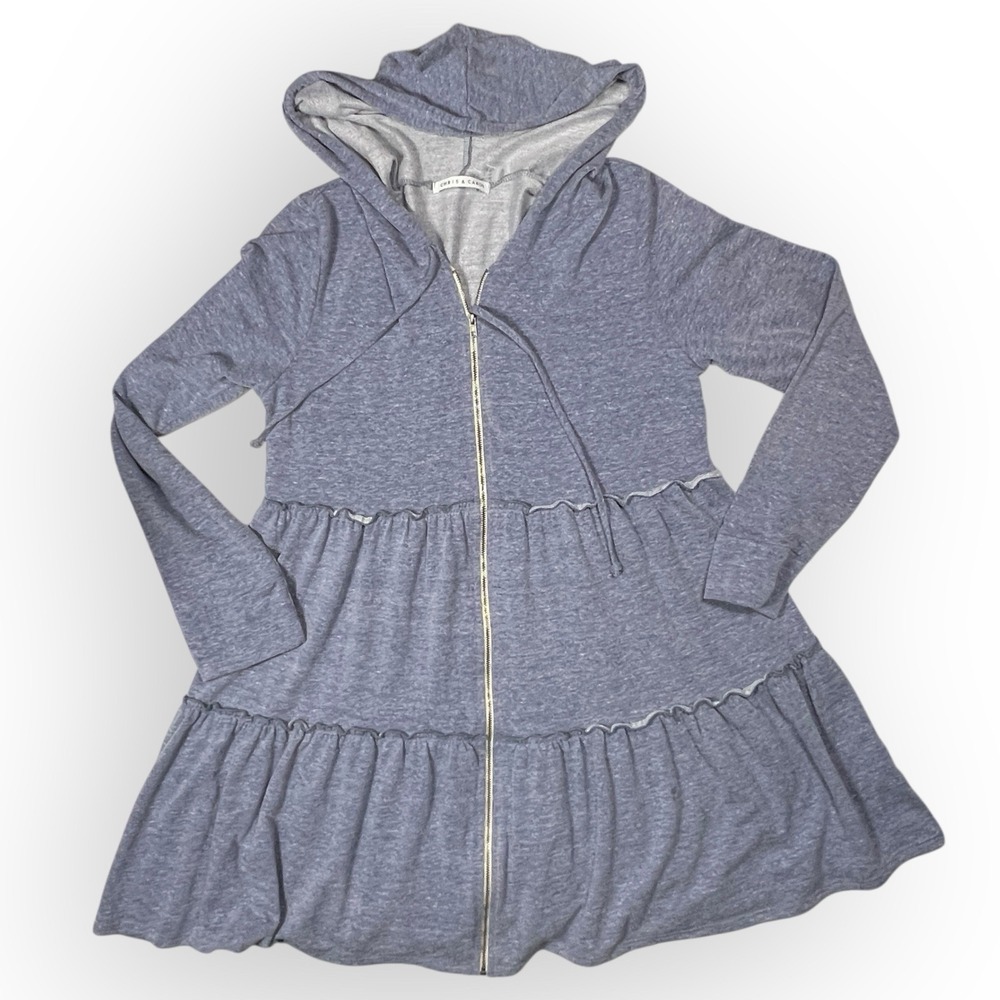 Chris & Carol Heather Blue Ruffled Hoodie